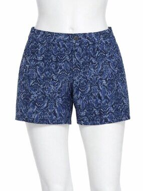 Eddie Bauer Shorts 12 Blue Slightly Curvy Fit Mid Rise Pockets Cotton Blend